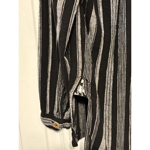 We The Free Womens Black Gray Linen Blend Summer Breeze Stripe Popover S Boho - Picture 5 of 8